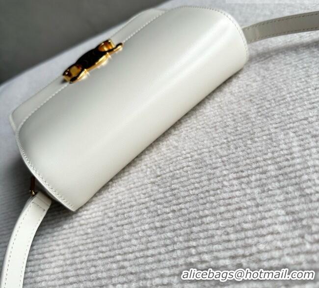 Low Price Celine Teen Triomphe Bag in Shiny Calfskin 188424 White/Black 2026