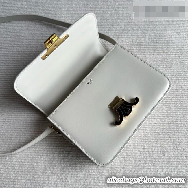 Low Price Celine Teen Triomphe Bag in Shiny Calfskin 188424 White/Black 2026