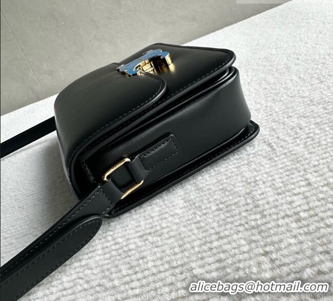 Good Taste Celine Teen Triomphe Bag in Shiny Calfskin 188424 Black/Blue 2026