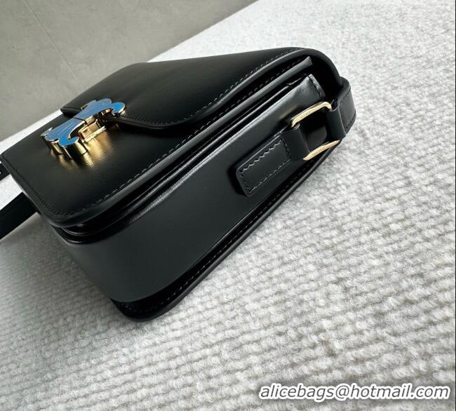Good Taste Celine Teen Triomphe Bag in Shiny Calfskin 188424 Black/Blue 2026