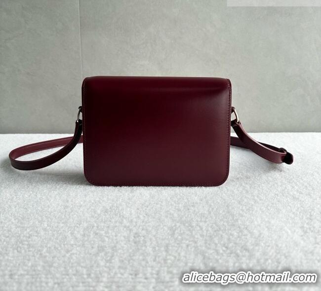 Famous Brand Celine Teen Triomphe Bag in Shiny Calfskin 188424 Burgundy/White 2026