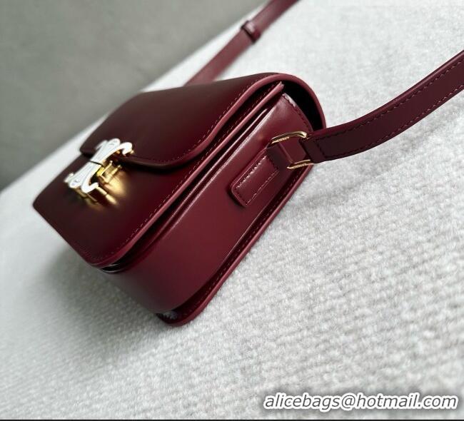 Famous Brand Celine Teen Triomphe Bag in Shiny Calfskin 188424 Burgundy/White 2026