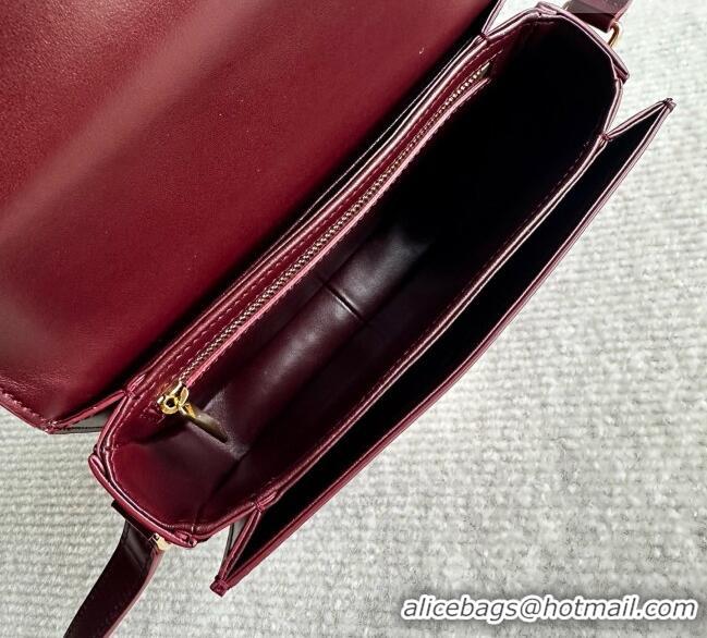 Famous Brand Celine Teen Triomphe Bag in Shiny Calfskin 188424 Burgundy/White 2026