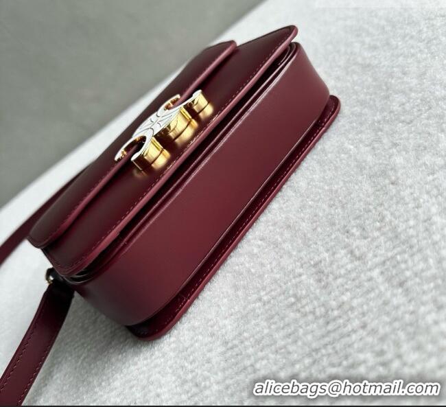 Famous Brand Celine Teen Triomphe Bag in Shiny Calfskin 188424 Burgundy/White 2026