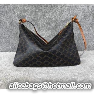 Top Design Celine Duo in Triomphe Canvas and Natual Calfskin L105T3 Brown 2026