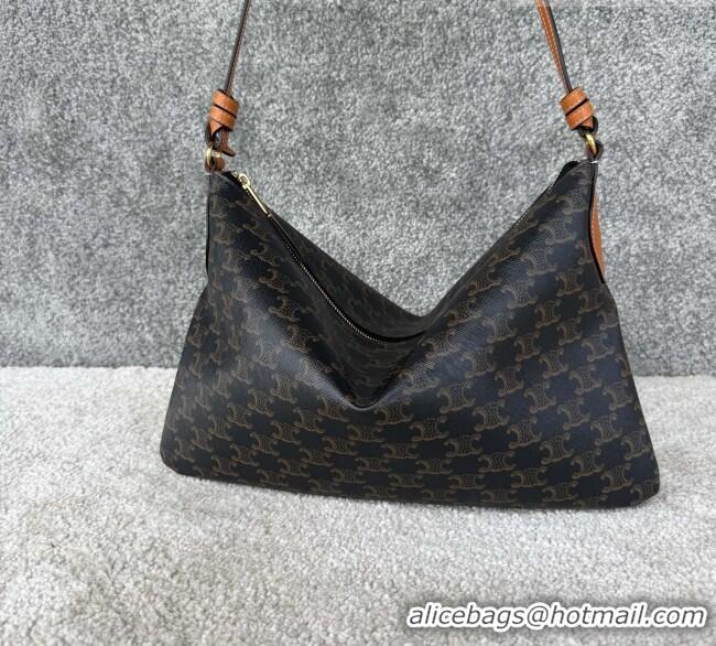 Top Design Celine Duo in Triomphe Canvas and Natual Calfskin L105T3 Brown 2026
