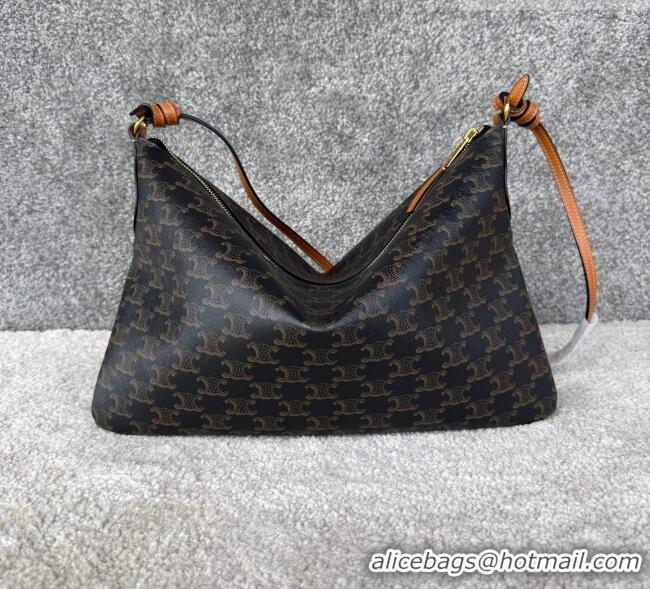 Top Design Celine Duo in Triomphe Canvas and Natual Calfskin L105T3 Brown 2026