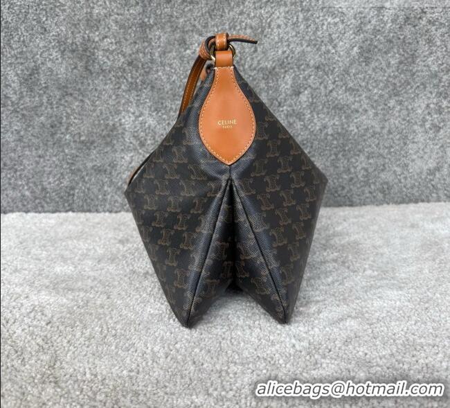 Top Design Celine Duo in Triomphe Canvas and Natual Calfskin L105T3 Brown 2026