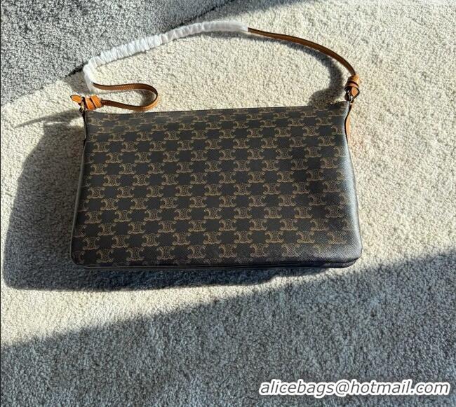 Top Design Celine Duo in Triomphe Canvas and Natual Calfskin L105T3 Brown 2026