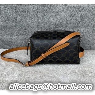 Best Price Celine Take Away Crossbody Bag in Triomphe Canvas and Natual Calfskin L10033 Brown 2026