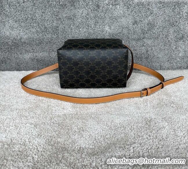 Best Price Celine Take Away Crossbody Bag in Triomphe Canvas and Natual Calfskin L10033 Brown 2026