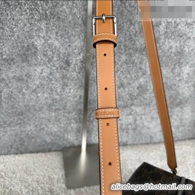 Best Price Celine Take Away Crossbody Bag in Triomphe Canvas and Natual Calfskin L10033 Brown 2026