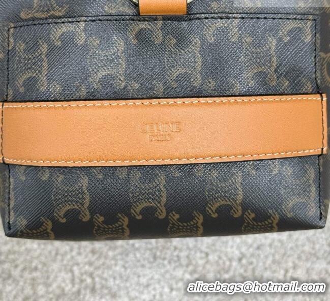 Best Price Celine Take Away Crossbody Bag in Triomphe Canvas and Natual Calfskin L10033 Brown 2026