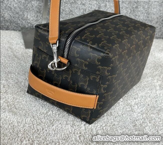 Best Price Celine Take Away Crossbody Bag in Triomphe Canvas and Natual Calfskin L10033 Brown 2026