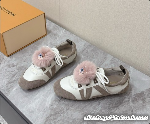 Best Luxury Louis Vuitton LV Sneakerina Sneakers Ballerina in Suede & Calfskin LV091723 Grey/White 2026