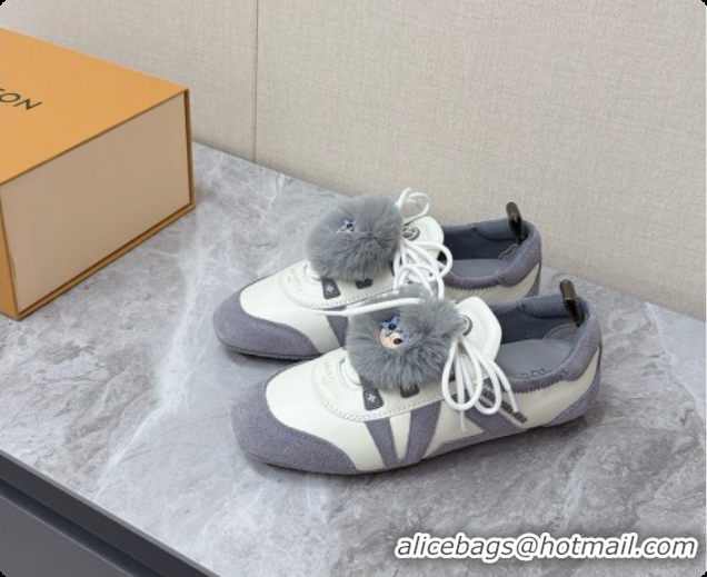 Best Price Louis Vuitton LV Sneakerina Sneakers Ballerina in Suede & Calfskin LV091724 Grey/White 2026