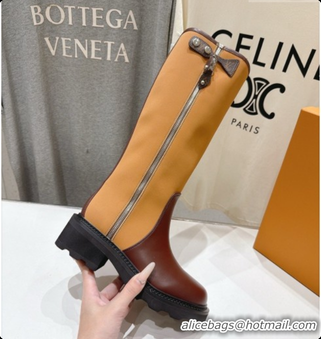 Most Popular Louis Vuitton LV Beaubourg High Boot in Brown Canvas & Calfskin LV091725 2026