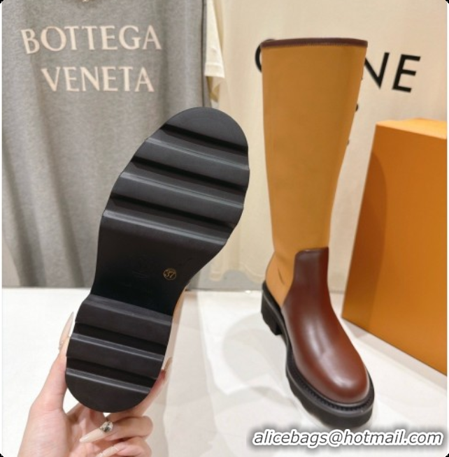 Most Popular Louis Vuitton LV Beaubourg High Boot in Brown Canvas & Calfskin LV091725 2026