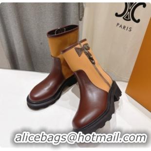 New Style Louis Vuitton LV Beaubourg Ankle Boot in Brown Canvas & Calfskin LV091727 2026