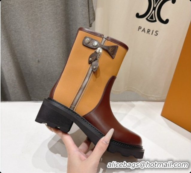 New Style Louis Vuitton LV Beaubourg Ankle Boot in Brown Canvas & Calfskin LV091727 2026