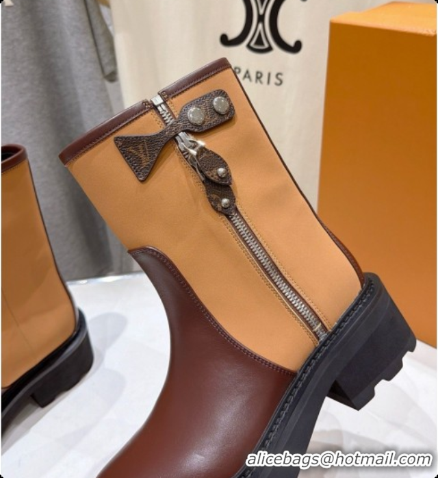 New Style Louis Vuitton LV Beaubourg Ankle Boot in Brown Canvas & Calfskin LV091727 2026