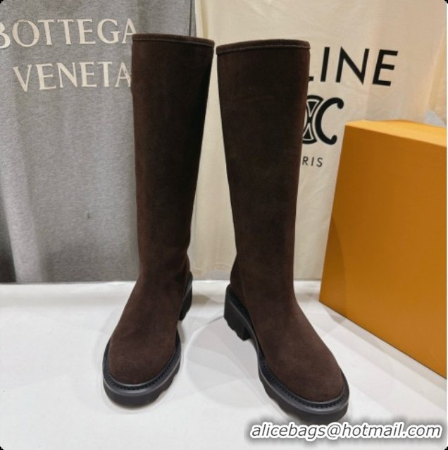Reasonable Price Louis Vuitton LV Beaubourg High Boot in Dark Brown Suede LV091729 2026