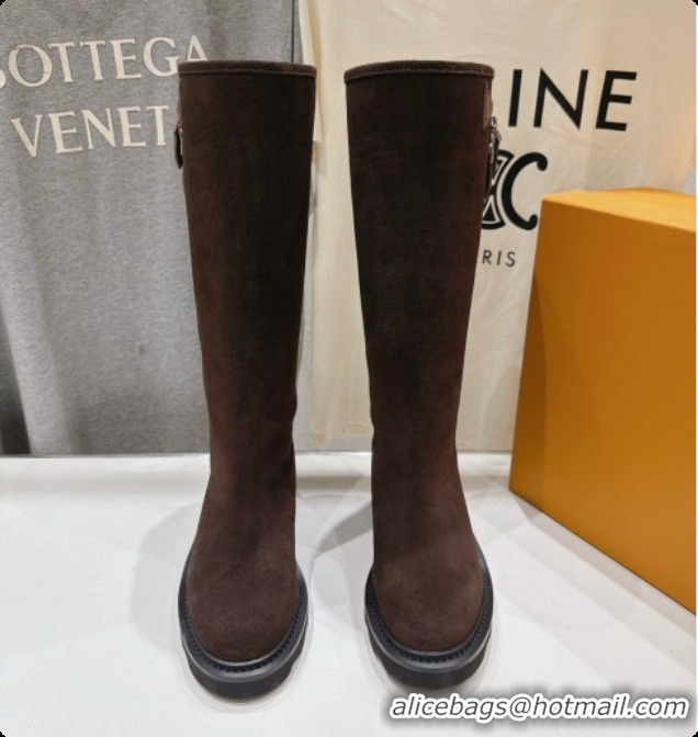 Reasonable Price Louis Vuitton LV Beaubourg High Boot in Dark Brown Suede LV091729 2026