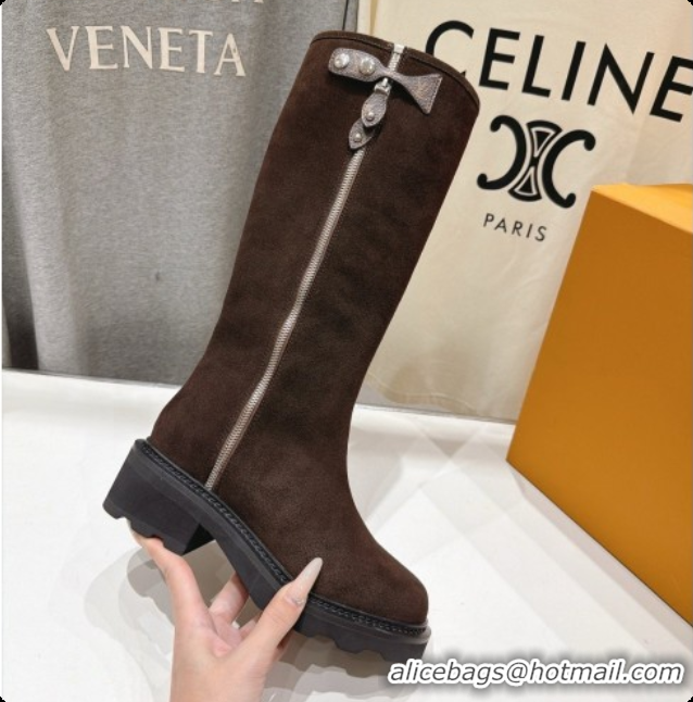 Reasonable Price Louis Vuitton LV Beaubourg High Boot in Dark Brown Suede LV091729 2026