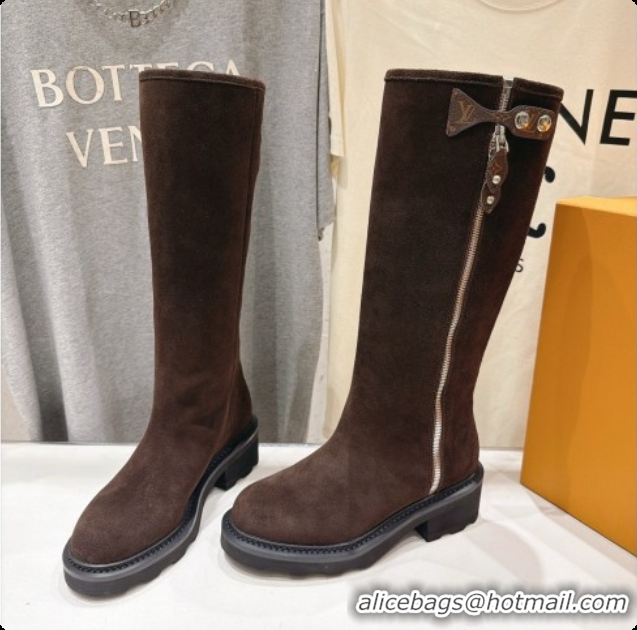 Reasonable Price Louis Vuitton LV Beaubourg High Boot in Dark Brown Suede LV091729 2026