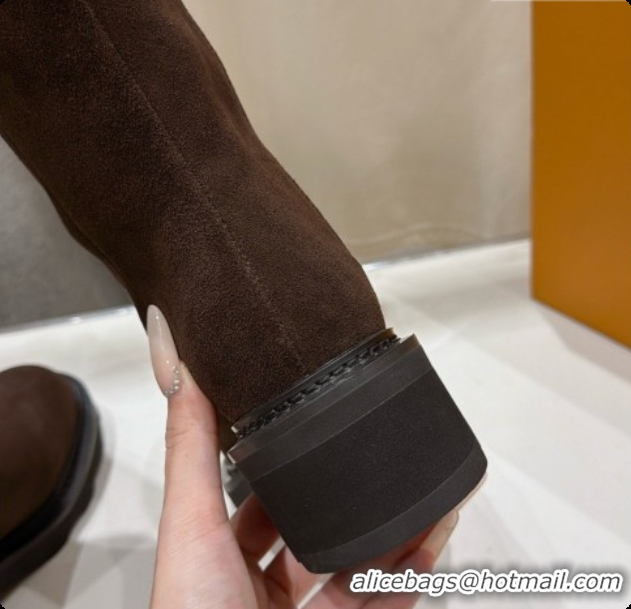 Reasonable Price Louis Vuitton LV Beaubourg High Boot in Dark Brown Suede LV091729 2026