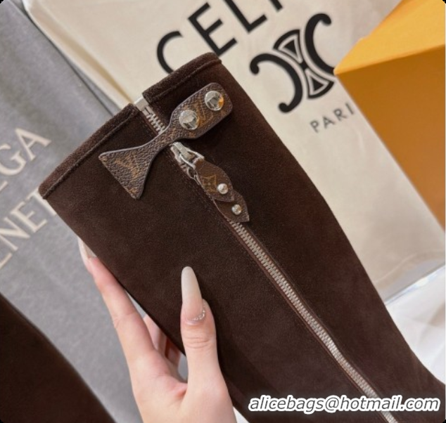 Reasonable Price Louis Vuitton LV Beaubourg High Boot in Dark Brown Suede LV091729 2026