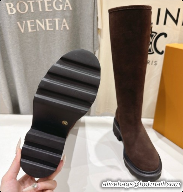 Reasonable Price Louis Vuitton LV Beaubourg High Boot in Dark Brown Suede LV091729 2026