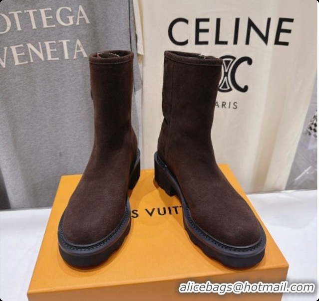 Low Cost Louis Vuitton LV Beaubourg Ankle Boot in Brown Suede LV091732 2026