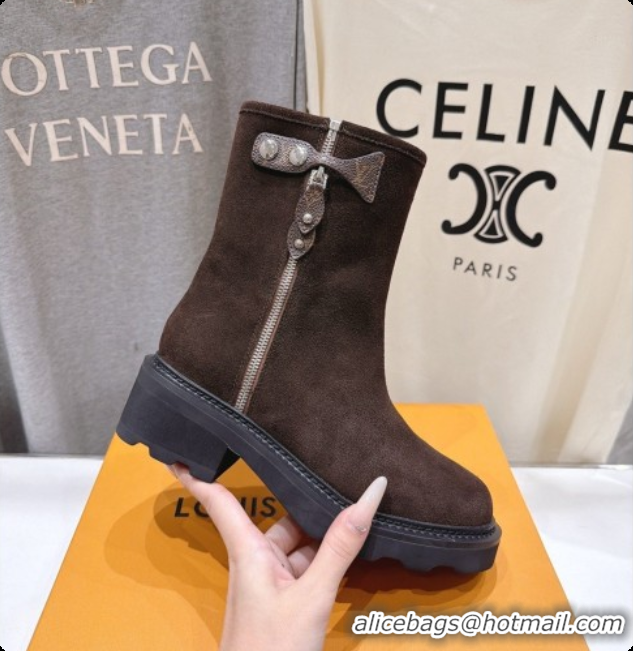 Low Cost Louis Vuitton LV Beaubourg Ankle Boot in Brown Suede LV091732 2026