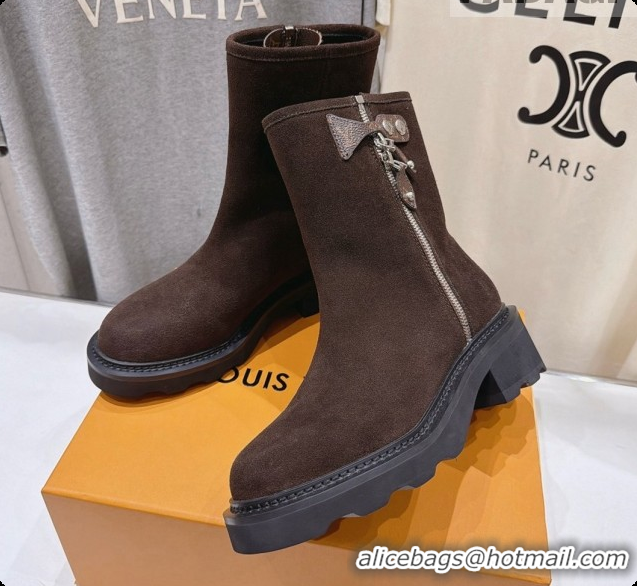 Low Cost Louis Vuitton LV Beaubourg Ankle Boot in Brown Suede LV091732 2026