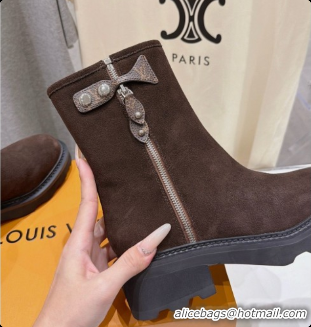 Low Cost Louis Vuitton LV Beaubourg Ankle Boot in Brown Suede LV091732 2026