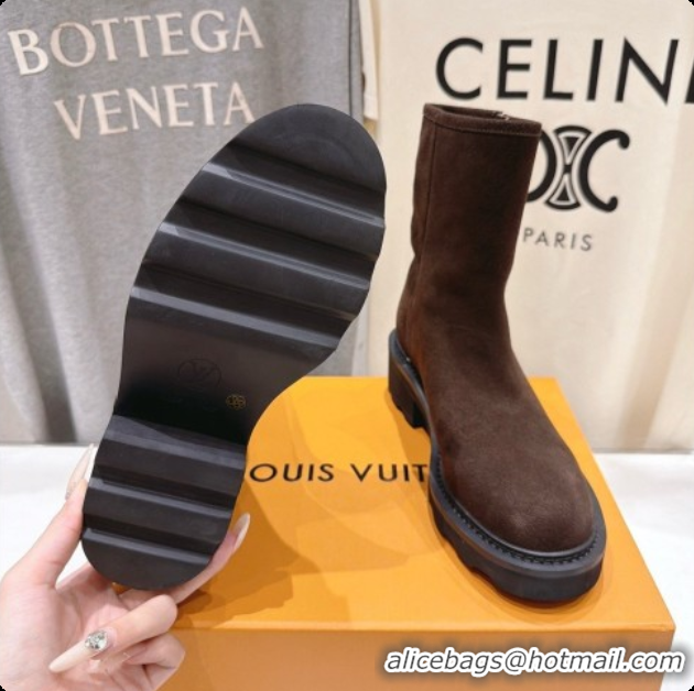 Low Cost Louis Vuitton LV Beaubourg Ankle Boot in Brown Suede LV091732 2026