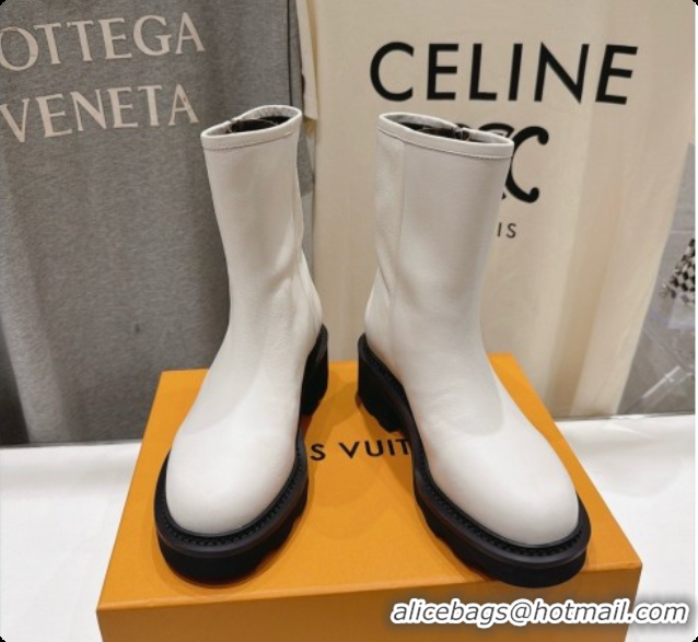 Best Price Louis Vuitton LV Beaubourg Ankle Boot in White Calfskin LV091734 2026