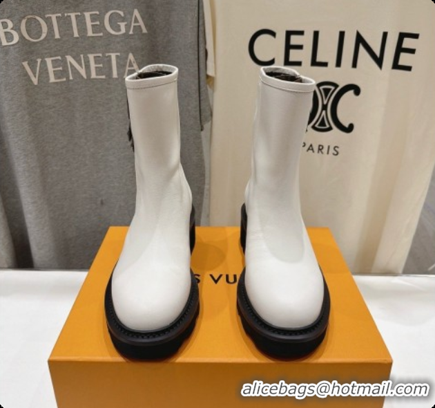 Best Price Louis Vuitton LV Beaubourg Ankle Boot in White Calfskin LV091734 2026