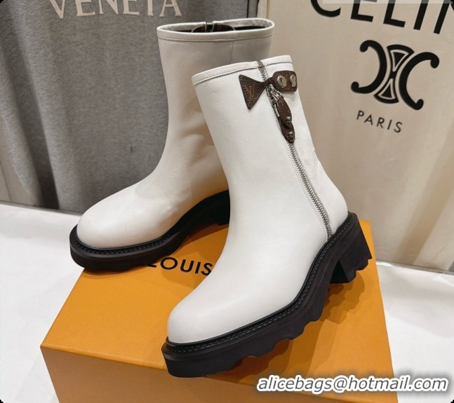 Best Price Louis Vuitton LV Beaubourg Ankle Boot in White Calfskin LV091734 2026