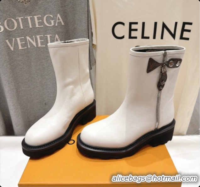 Best Price Louis Vuitton LV Beaubourg Ankle Boot in White Calfskin LV091734 2026