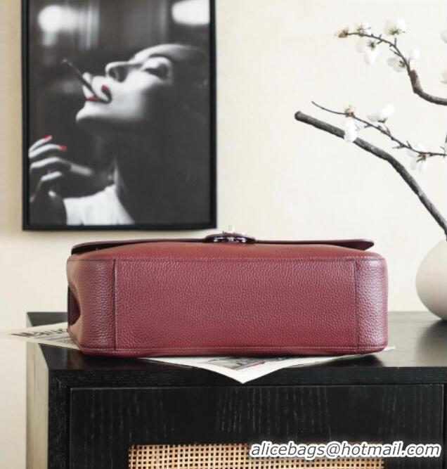Inexpensive Chanel Small Maxi Flap Bag in Grained Calfskin AS6231 Burgundy/Silver 2026