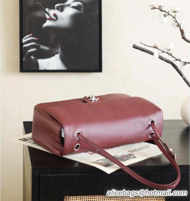 Inexpensive Chanel Small Maxi Flap Bag in Grained Calfskin AS6231 Burgundy/Silver 2026
