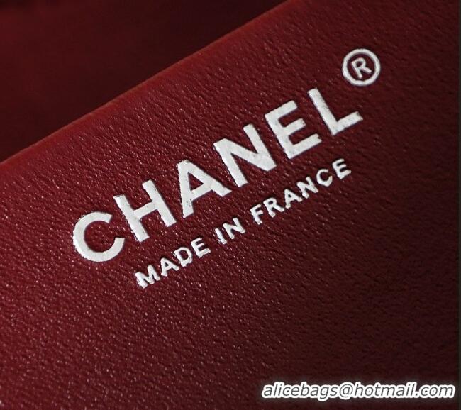 Inexpensive Chanel Small Maxi Flap Bag in Grained Calfskin AS6231 Burgundy/Silver 2026