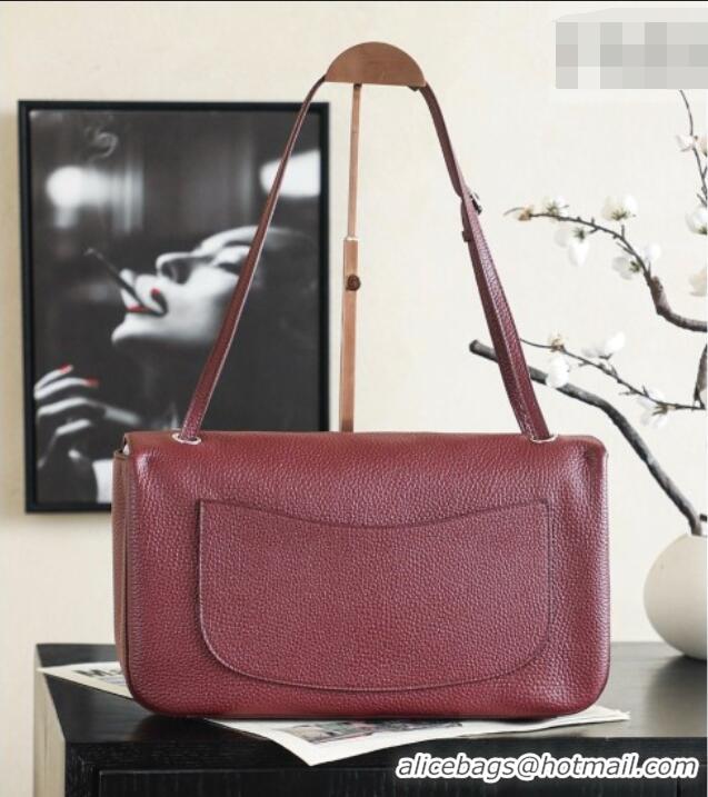 Inexpensive Chanel Small Maxi Flap Bag in Grained Calfskin AS6231 Burgundy/Silver 2026