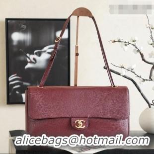 Good Discount Chanel Small Maxi Flap Bag in Grained Calfskin AS6231 Burgundy/Gold 2026