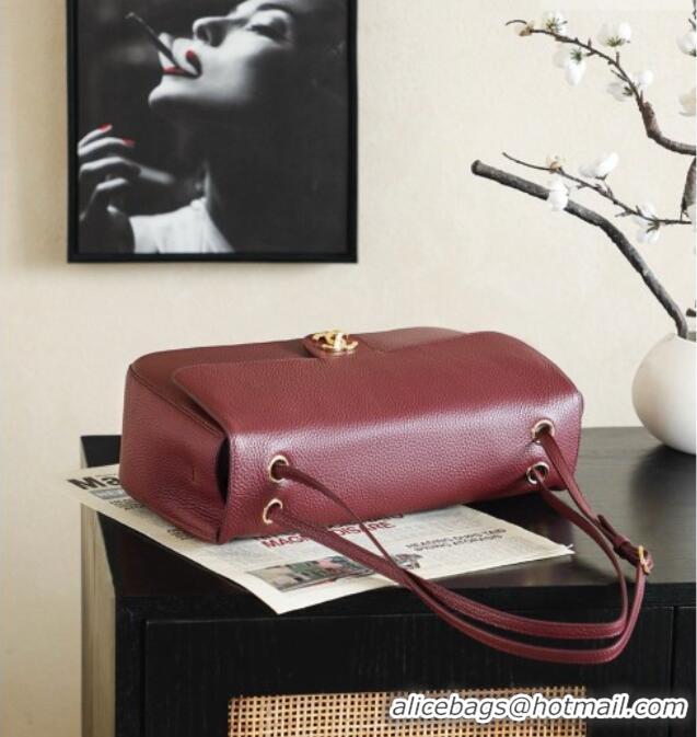 Good Discount Chanel Small Maxi Flap Bag in Grained Calfskin AS6231 Burgundy/Gold 2026