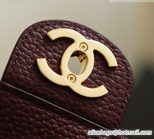 Good Discount Chanel Small Maxi Flap Bag in Grained Calfskin AS6231 Burgundy/Gold 2026