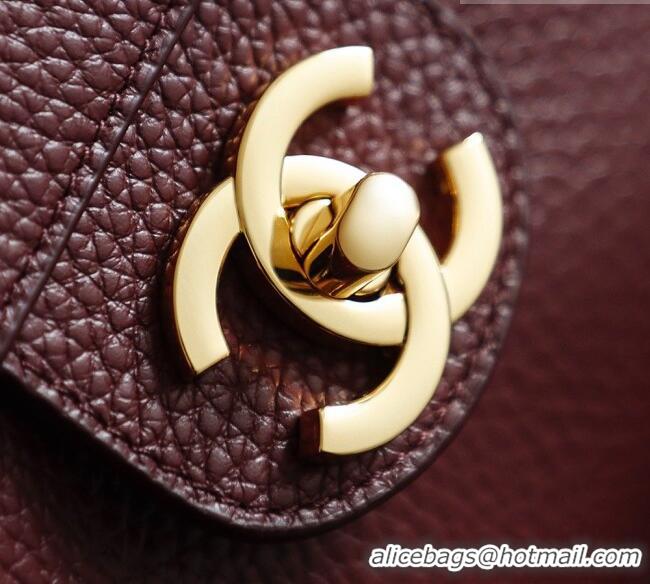 Good Discount Chanel Small Maxi Flap Bag in Grained Calfskin AS6231 Burgundy/Gold 2026