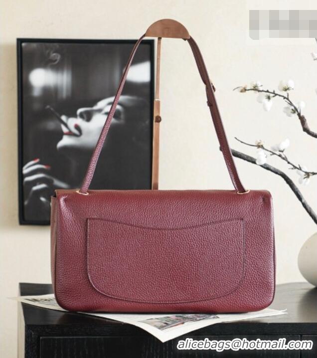 Good Discount Chanel Small Maxi Flap Bag in Grained Calfskin AS6231 Burgundy/Gold 2026